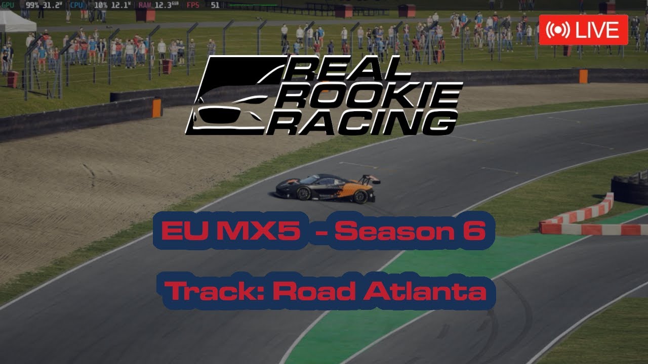 Real Rookie Racing Offical Logo Real Rookie Racing Live Streaming | EU MX5 Season 6 | Road Atlanta ...