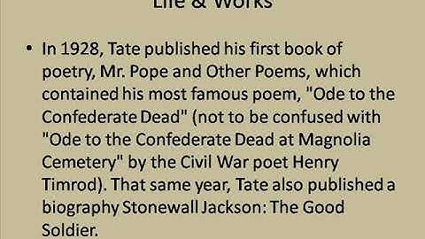 John Orley Allen Tate Life & Works