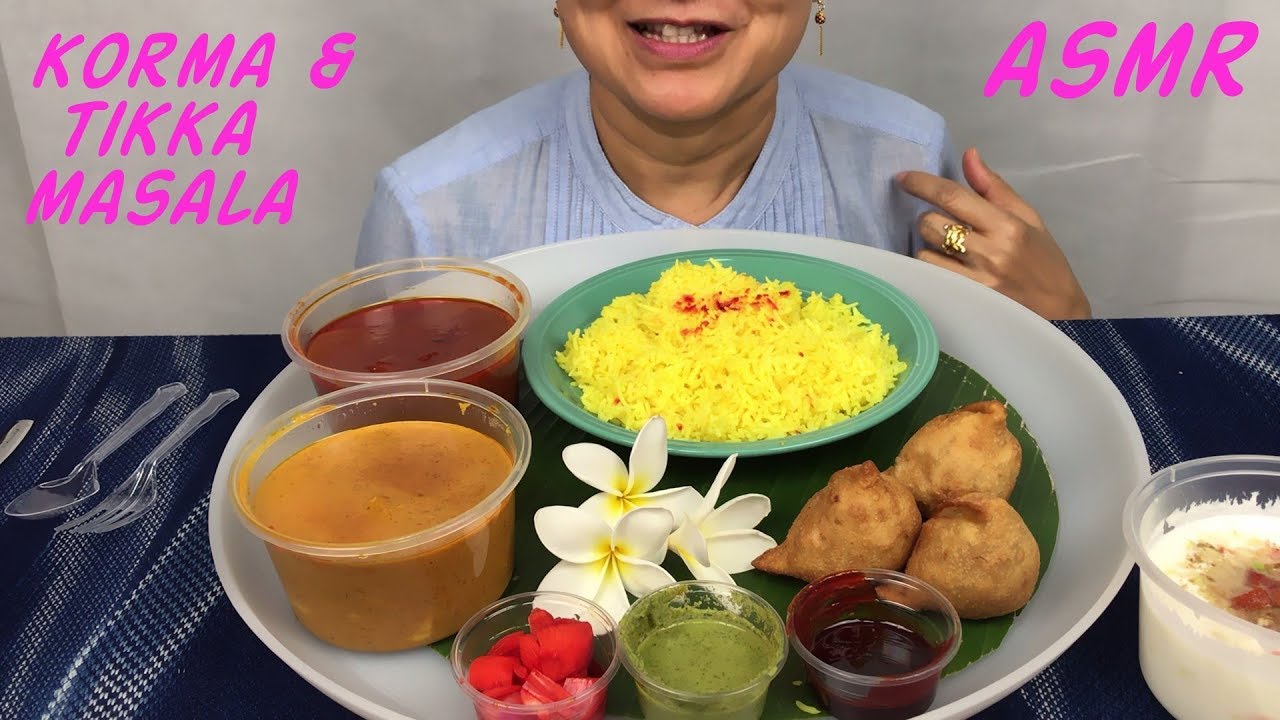 ASMR Chicken Korma & Tikka | चिकन कोरमा, चिकन टिक्का | Eating Sounds | Light Whispers | Nana Eats