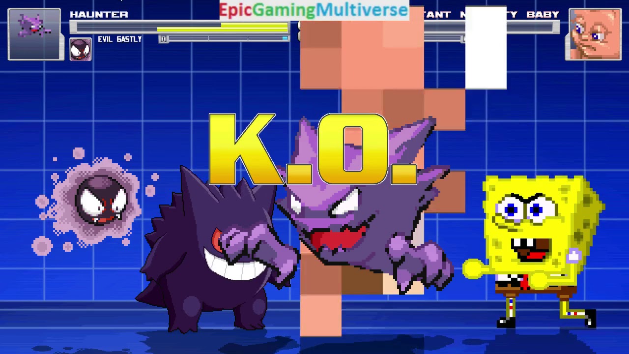 Ghost Type Pokemon And SpongeBob VS Infant Mutant Naughty Baby In A MUGEN Battle / Match