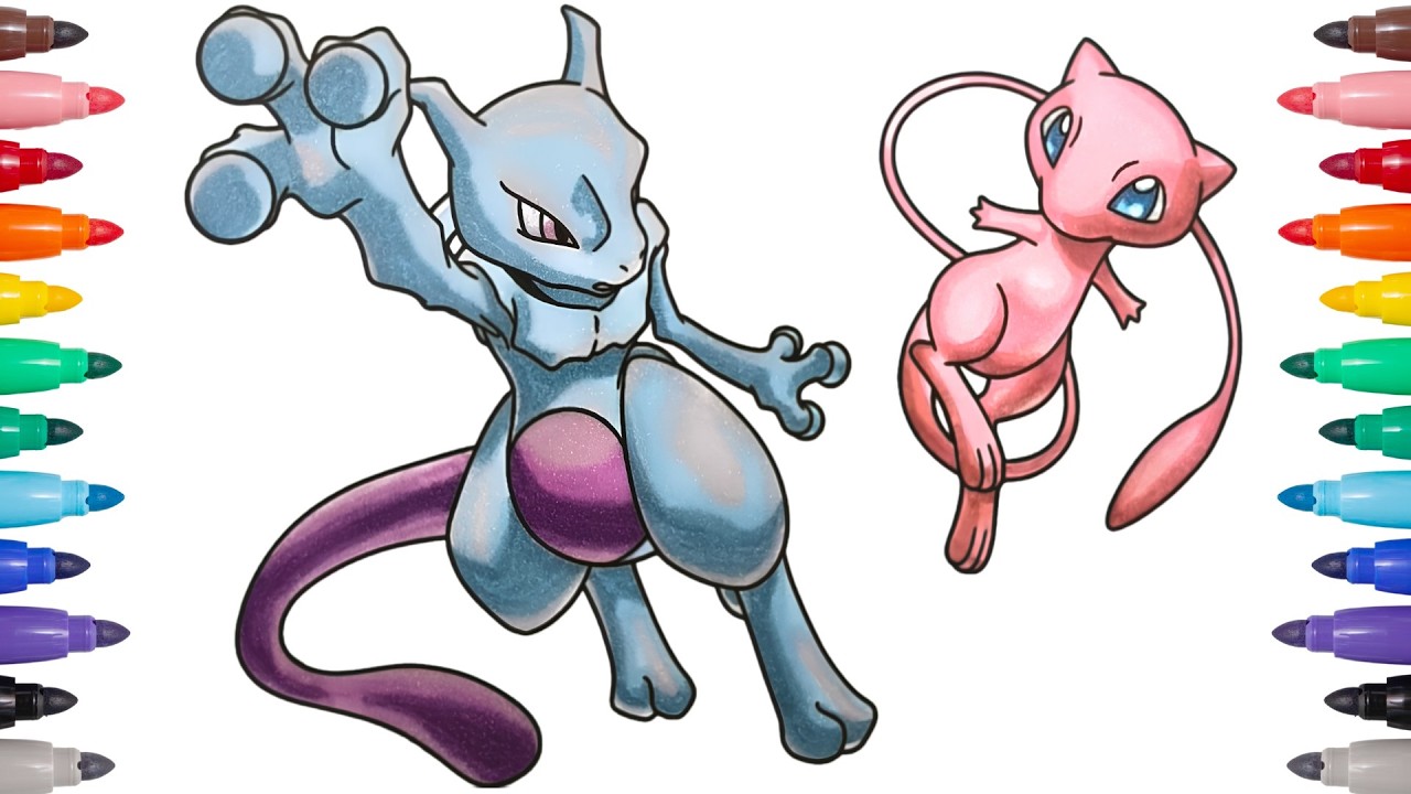Mewtwo vs Mew — Pokemon the First Movie Satisfying Coloring Pages