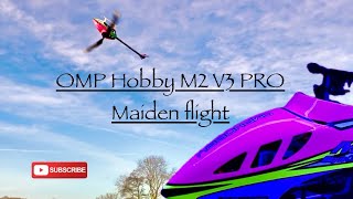 Omp hobby m2 v3 pro maiden flight of this superb Heli!!