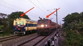 Rarest Crossing : MEMU Special & AZIMGANJ Express Dangerous & Furious Crossing at Railgate