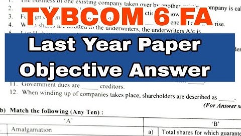 TYBCOM 6 FA Last Year Paper Objective Questions || Atul Sir