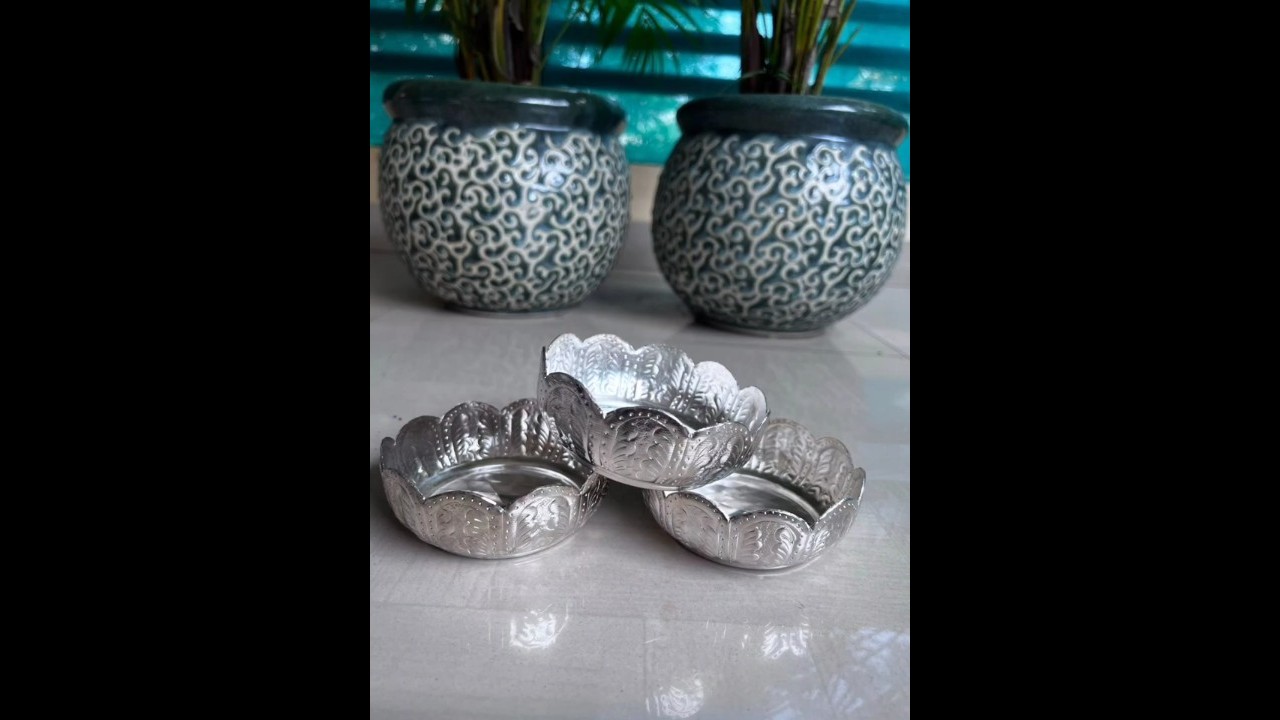 German Silver Shiny Small Round Plates