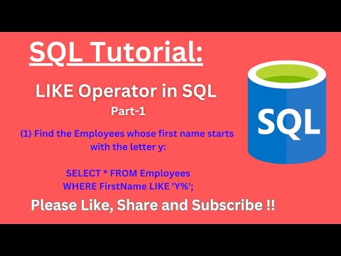 (#27) LIKE Operator in SQL with example | SQL LIKE Operator