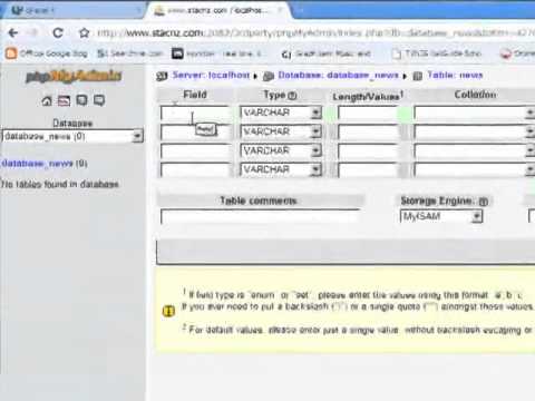 2  Creating a table in phpMyAdmin