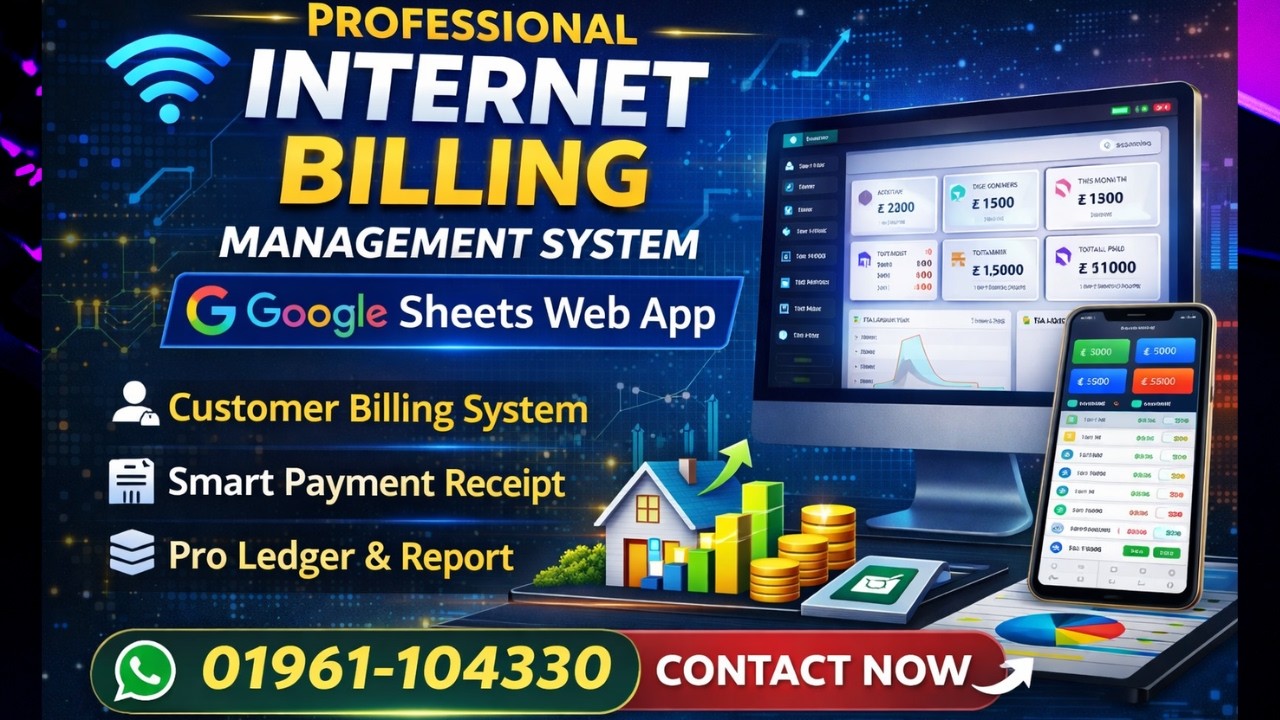 🔥 Professional Internet Billing Management System | Google Sheets Web ...