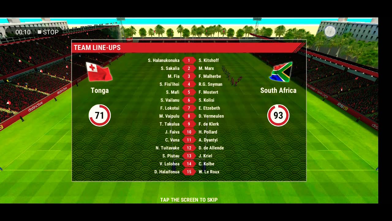SOUTH AFRICA VS TONGA YouTube