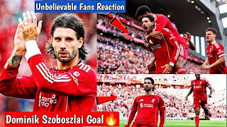 Liverpool Fans Erupt as Szoboszlai Scores Stunning Freekick Goal Against Arsenal at Anfield
