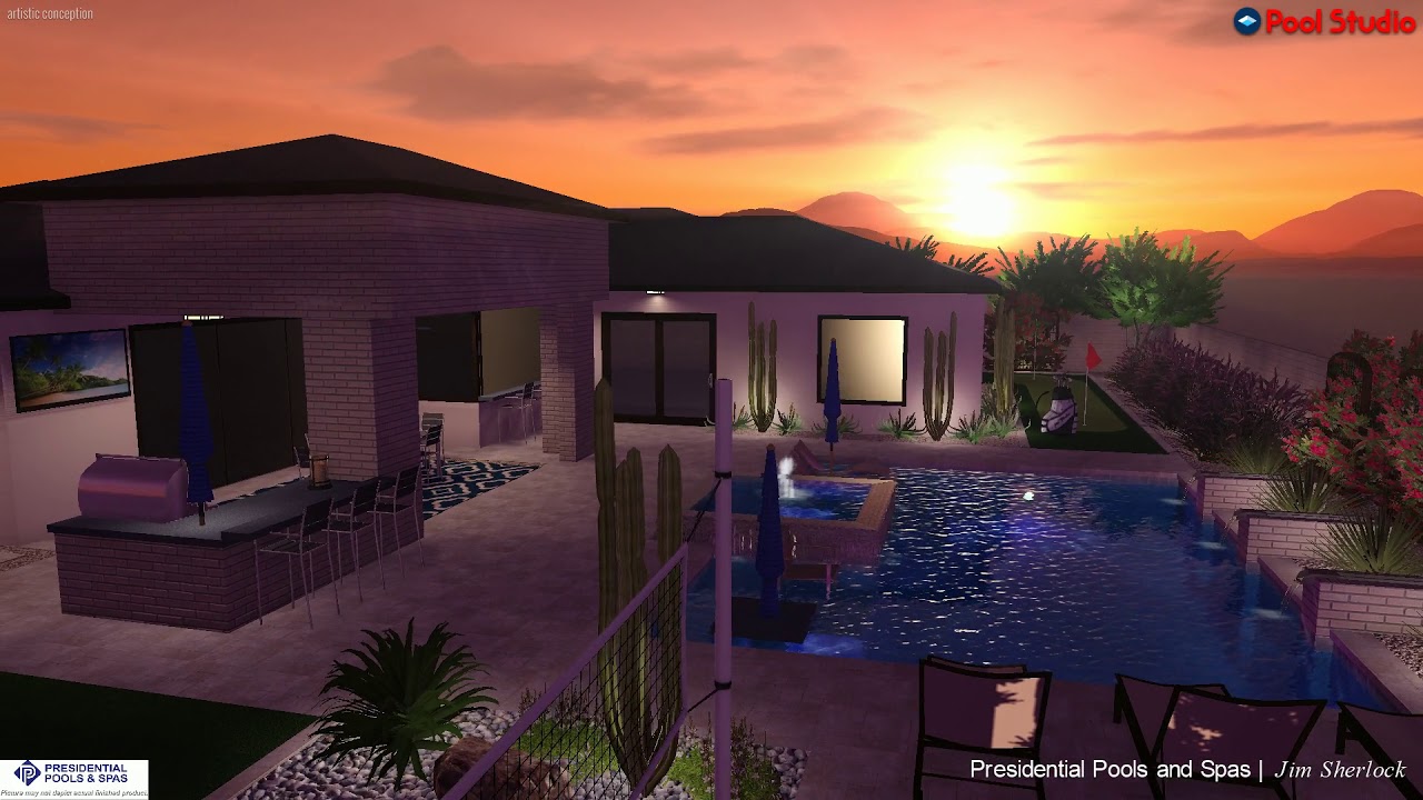 Levy Family Backyard Design Concept by Jim Sherlock at Presidential Pools