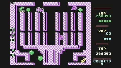 Bubble Bobble for Commodore 64 (C64) level 19 gameplay