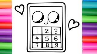 HOW TO DRAW A CUTE PHONE ❤️🟨🟧❤️🟨🟧