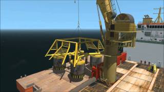Vortex - Offshore knuckle boom crane performing a subsea lift of a template from vessel to seabed