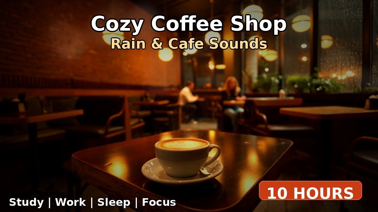 Cozy Coffee Shop Ambience 10 Hours ~ Rain on Window, Cafe Sounds & Jazz for Study, Work