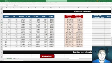 Excel for Chemical Engineers | 82 | Optimum pipe diameter - 4 Using Ms Excel (3)