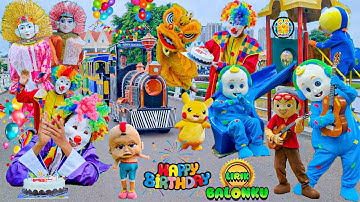 LAGU HAPPY BIRTHDAY🔴SELAMAT ULANG TAHUN & BALONKU SPESIAL LIRIK VERSI ONDEL ONDEL BADUT COCOMELON❤️