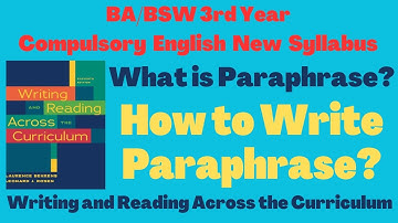 Paraphrase || what is/How to write paraphrase? BA/BSW 3rd Year Compulsory English || Unit - 1