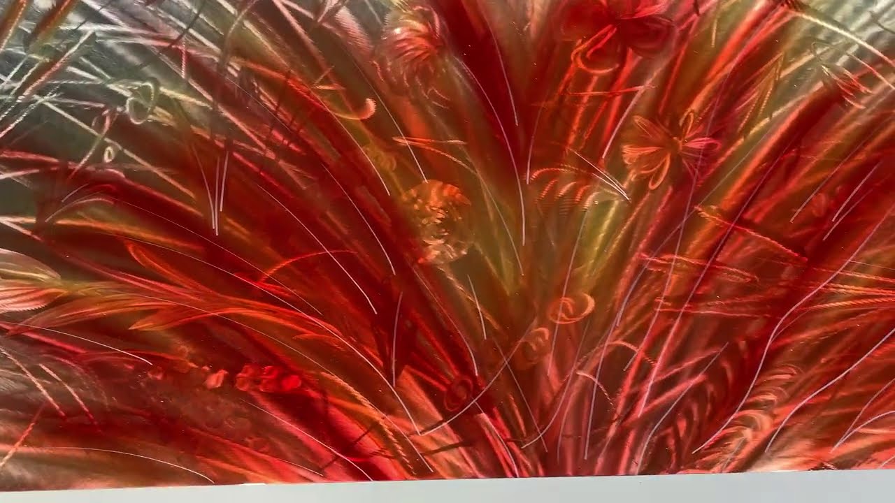 metal wild flowers art painting red orange wall decor - 