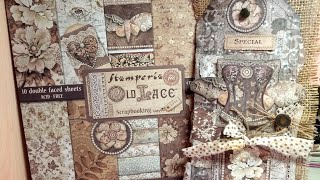 Create a shabby chic MEGA Tag with Stamperia Old Lace paper pad