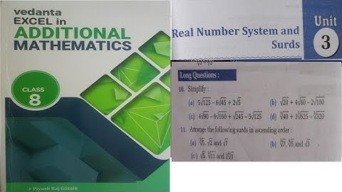 Real Number system and surds class 8 Vedanta publications solutions || optional math || solutions