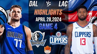 Dallas Mavericks vs Los Angeles Clippers Game 4 Full Highlights | 2024 WCR1 |