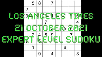 Sudoku solution – Los Angeles Times sudoku 21 October 2021 Expert level