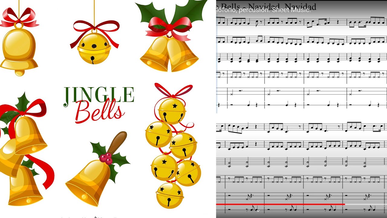 Navidad, Navidad. Jingle Bells. Partitura flauta, xilófono, percusión