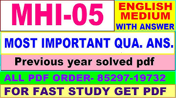mhi 05 important questions ans / mhi 5 previous year question paper in english / ma history study