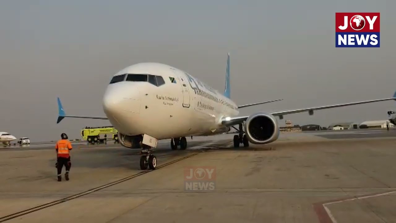 Bubbly scenes at Kotoka International Airport as Air Tanzania’s first flight arrives in Ghana.