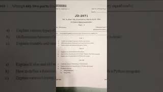 bca 3rd year python programming paper 1 2026 imp question all university #exam #study #college #shot