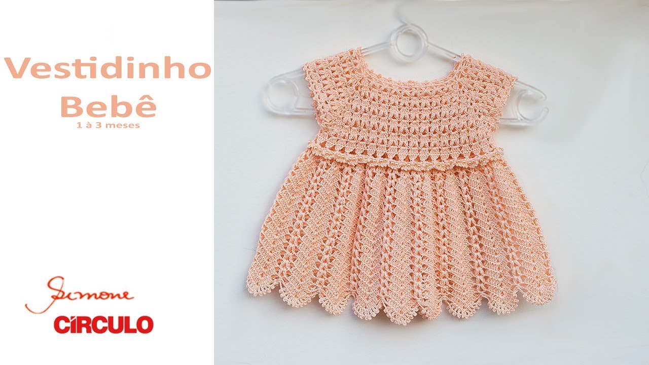 vestido de crochê para bebê de 3 meses