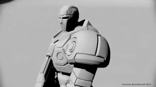 3D sci-fi soldier figure. Clay render
