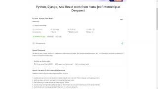 Deepzest Python, Django, and React Internship 2023 - Perfect for Students of All Batches!