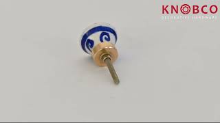KN 754 C Elegant Blue Shell Ceramic Blue Pottery Drawer Knob