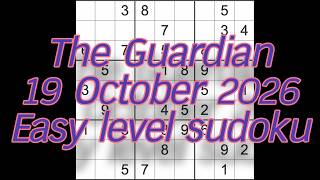 Information Sudoku solution – The Guardian 19 October 2026 Easy level sudoku Update