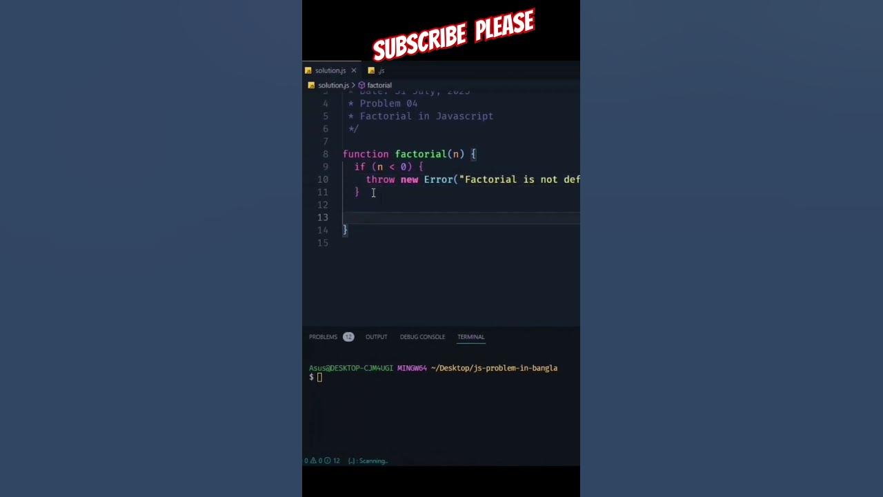 Factorial in javascript javascript problemsolving 
