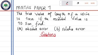 ECZ: Erros and Estimations. Mathematics Paper 1 Exam Questions