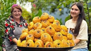 Grandma Making Walnut Shor Gogal. The Legendary Dessert of Azerbaijan. Crunchy and Aromatic Pastries