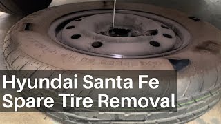How To Remove 2019  2020 Hyundai Santa Fe Spare Tire  Spare Removal Location Change Flat Tire