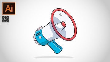 Adobe Illustrator CC Tutorial - How To make a Flat Megaphone Design Icon #shorts #illustrator
