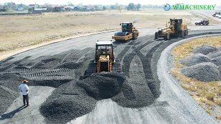 Wonderful Komatsu Dozer & Grader Installing Foundation New Roads | Spreading Gravel Driveway