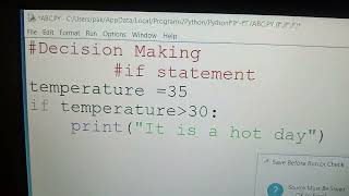 If statement and if else statement in python