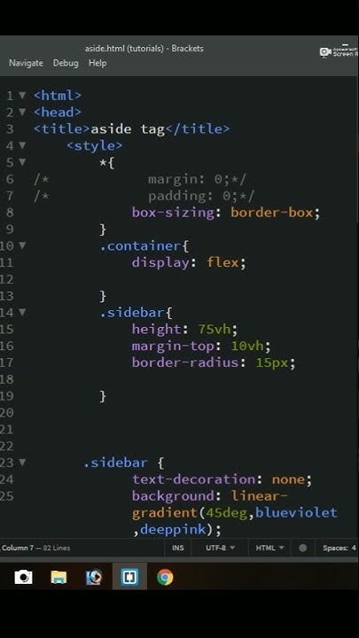 #short | aside tag in html | sidebar menu - YouTube