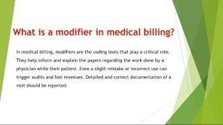What is a modifier in medical billing. What does AR Caller ?