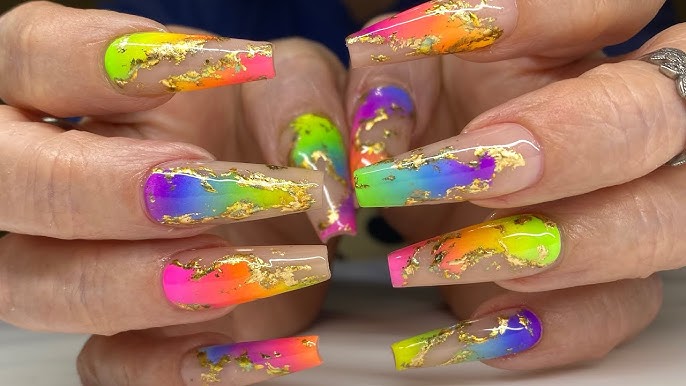 Easy Neon 3D Wet Paint Splatter Technique w/ Neon Ombre French Manicure  Gel Nails