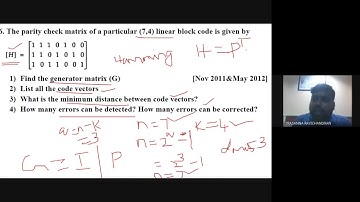 Linear Block codes problems with Parity check Matrix - Unit -5 - Digital Communication.