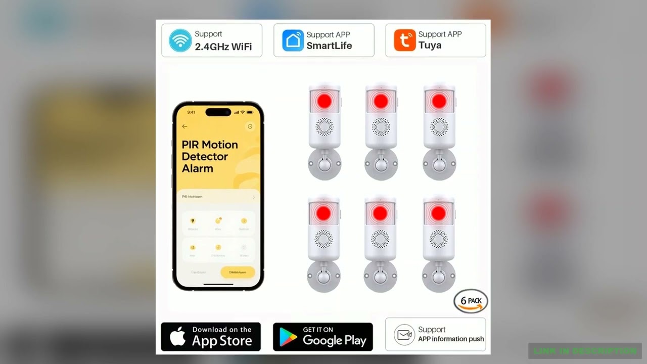 6pcs Infrared Sensing Detector PIR Motion Sensor Tuya WIFI Smart Home Antitheft Alarm Mobile APP