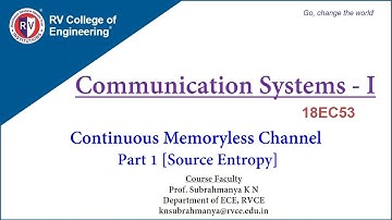 Communication Systems - 1 [Continuous Memoryless Channel - Part 1 - Entropy]