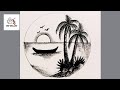 Easy nature scenery circle drawing| প্রাকৃতিক দৃশ্য 